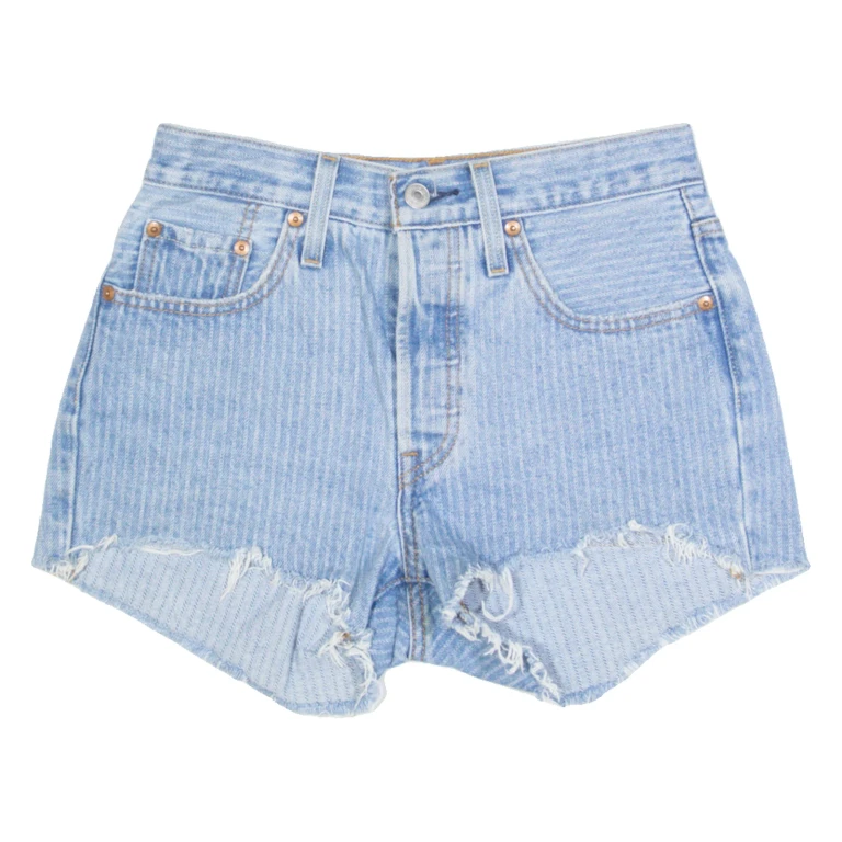 LEVI'S 501 Womens Denim Shorts Blue Striped S W28