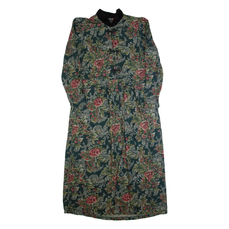 MOLLY MALLOY Womens Maxi Dress Black 90s Floral Long Sleeve Long M