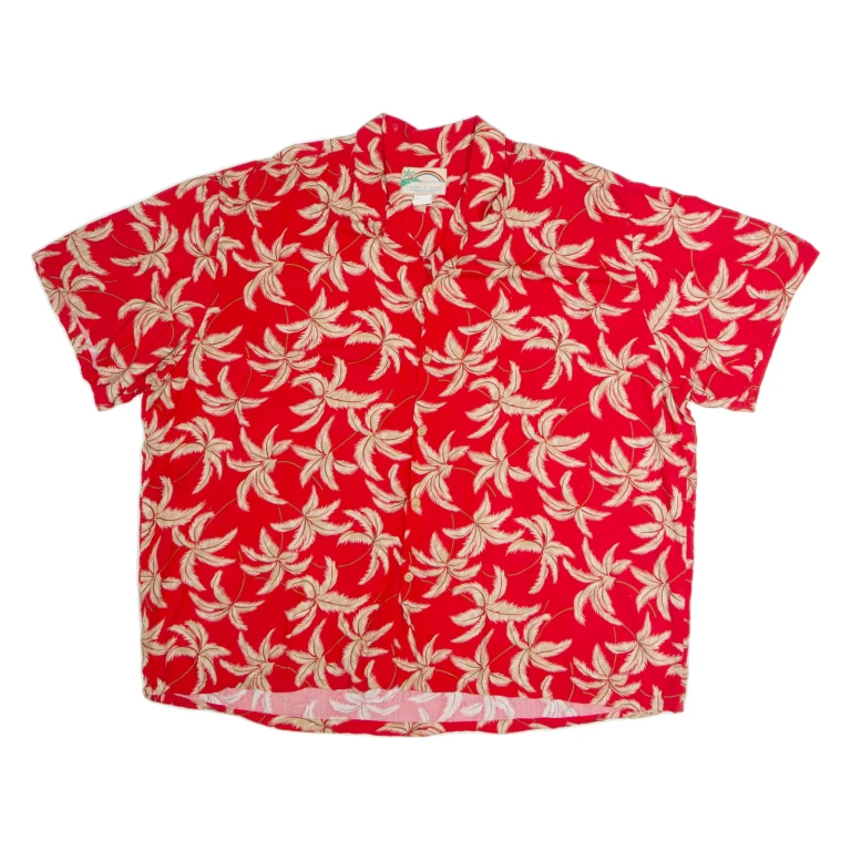 PARADISE FOUND Mens Hawaiian Shirt Red 90s Floral 3XL