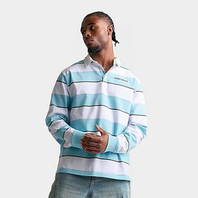 Unlike Humans Men's Pen Rugby Shirt in Blue/White Size: Small