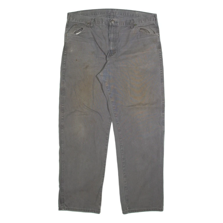 DICKIES Mens Trousers Grey Regular Straight W36 L32