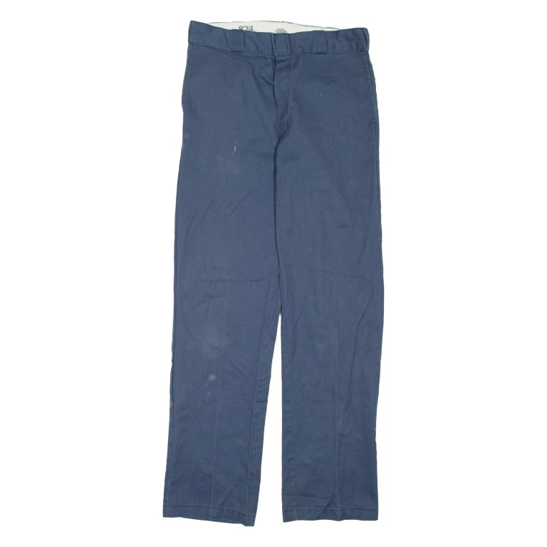 DICKIES Mens Trousers Blue Regular Straight W33 L34