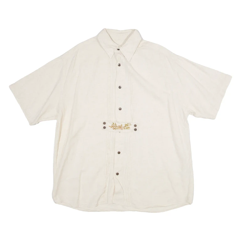 WOODPECKER Mens Plain Shirt Beige 2XL