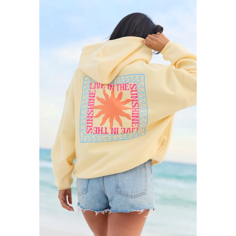 Live In The Sunshine Yellow Graphic Hoodie