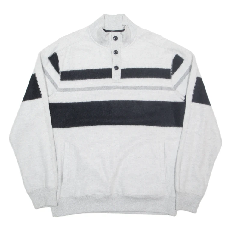 CHAPS Mens Sweatshirt Grey Button Neck L