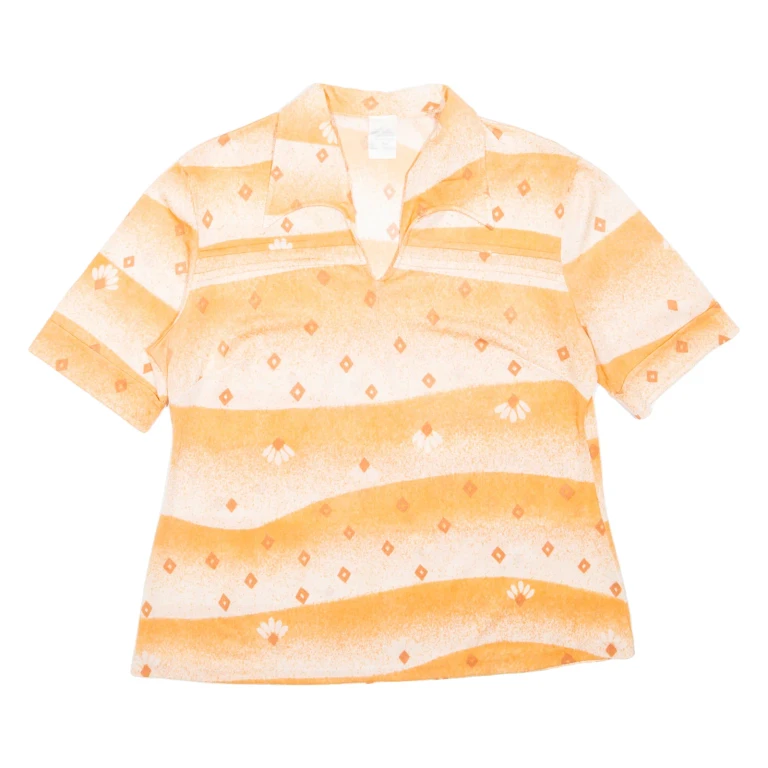 Womens Printed Top Orange V-Neck Spotted M