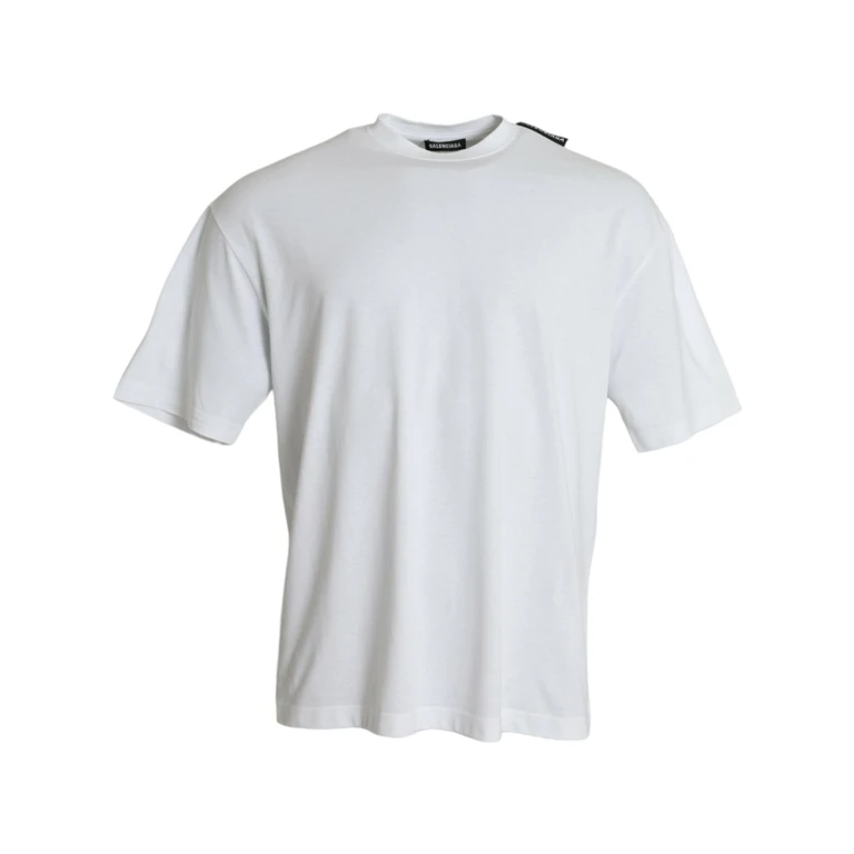 Balenciaga Off White Cotton Jersey Round Neck T-Shirt - Men