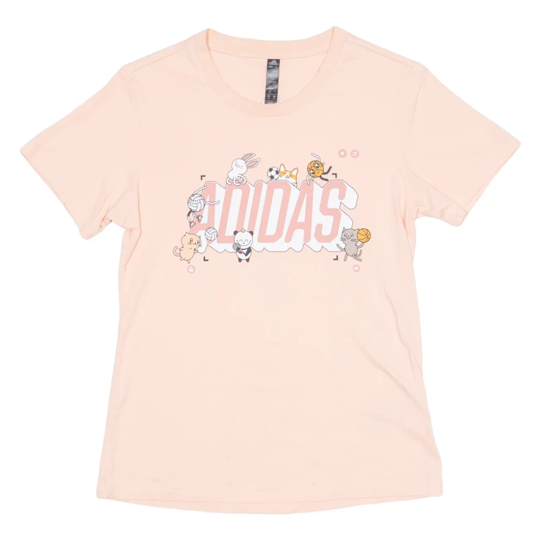 ADIDAS Womens T-Shirt Pink Crew Neck XS