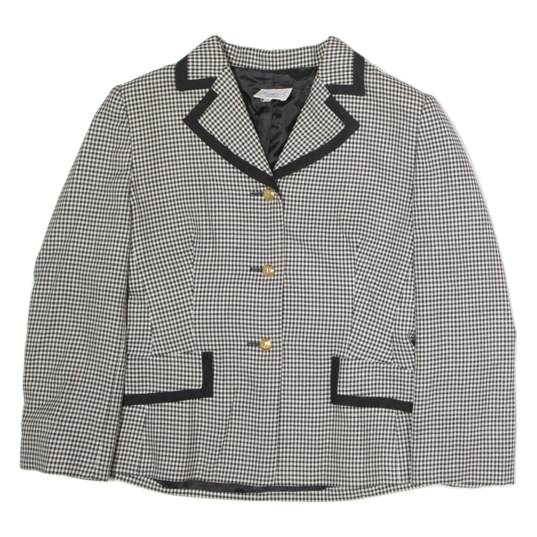 LUISA SPAGNOLI Womens Blazer Waistcoat White Viscose Houndstooth M