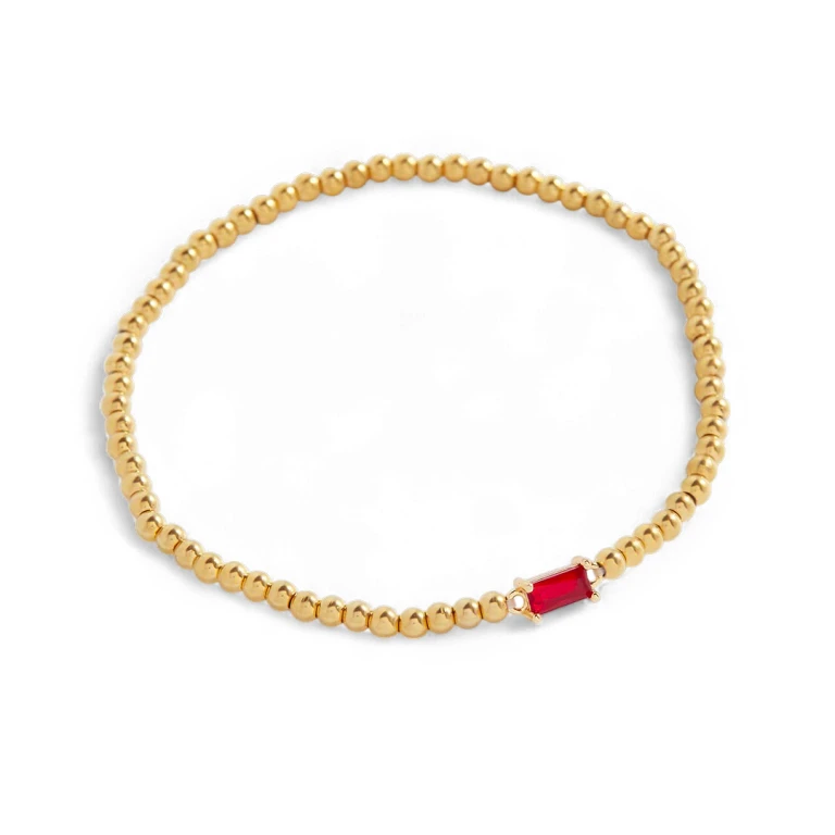 Gold Beaded Birthstone Bracelet