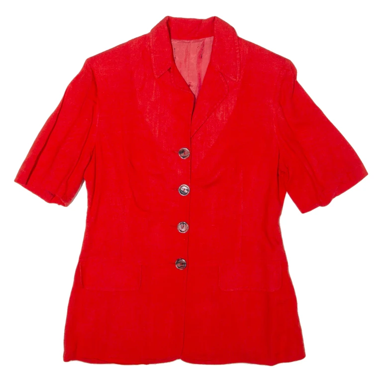 Womens Blazer Jacket Red Linen 90s S