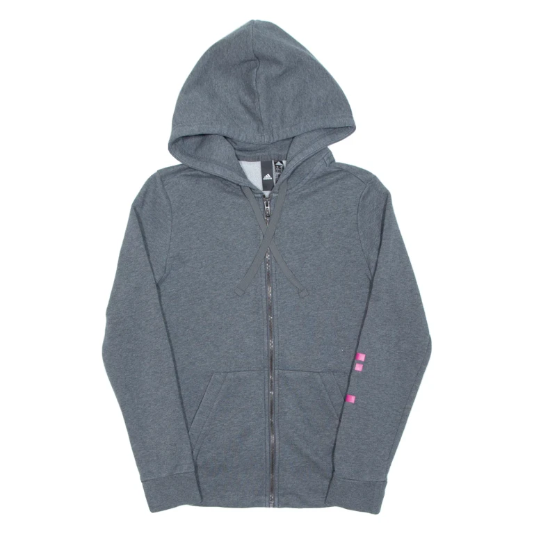 ADIDAS Womens Grey Hoodie Full Zip S
