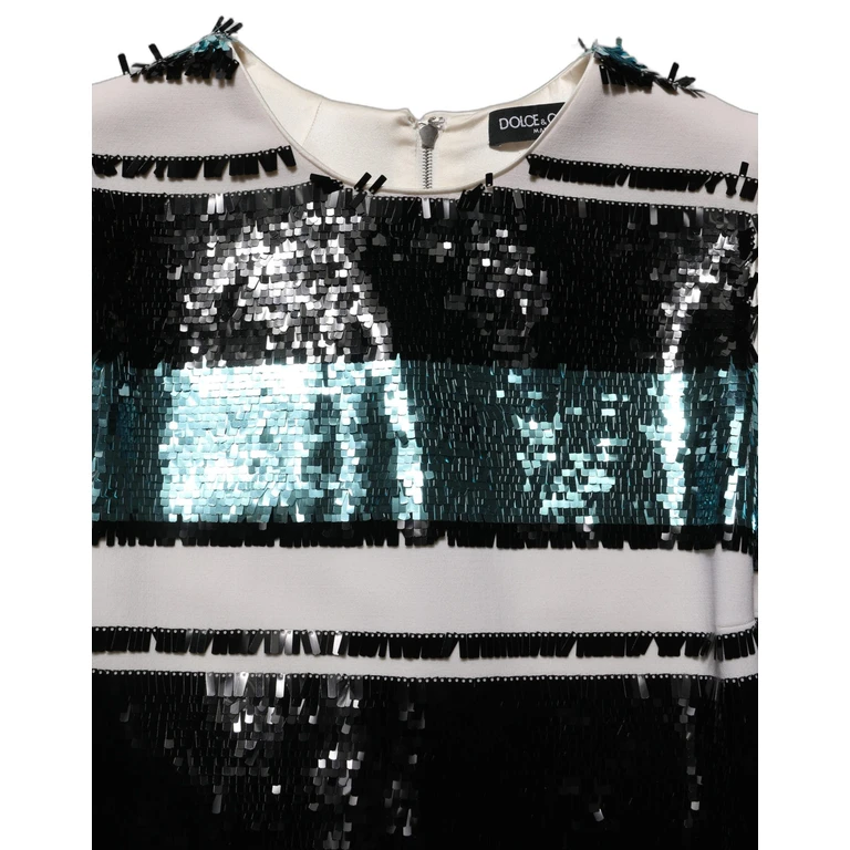 Dolce & Gabbana Multicolor Sequined Sleeveless Shift Dress Virgin Wool Elastane - Women