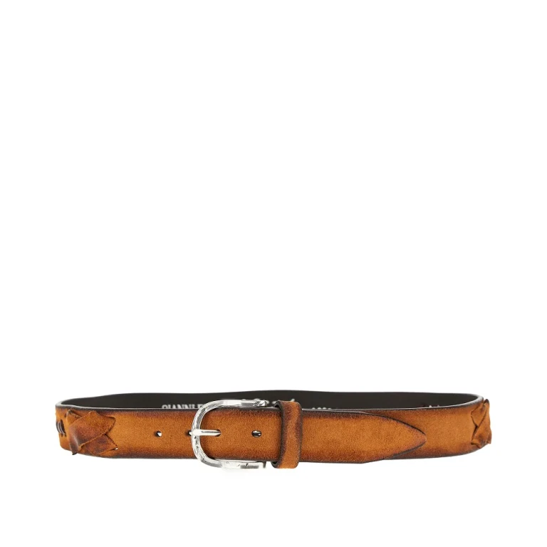 GIANNIFRANCO BELTS Topstitched suede leather belt Man 95