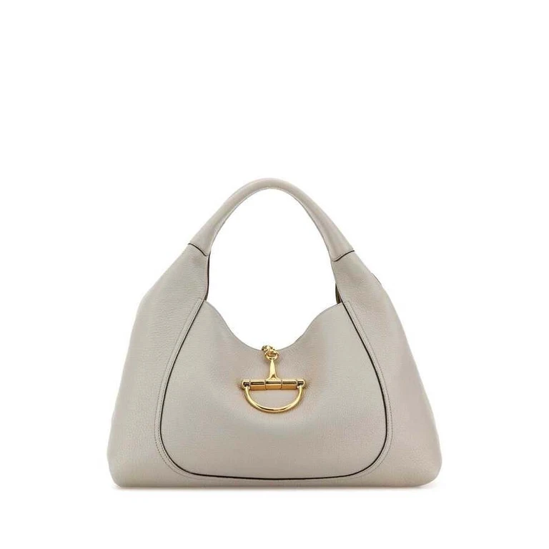 Light Grey Leather Large Gucci Softbit Shoulder Bag Sphinx Calf Skin Borse A Mano