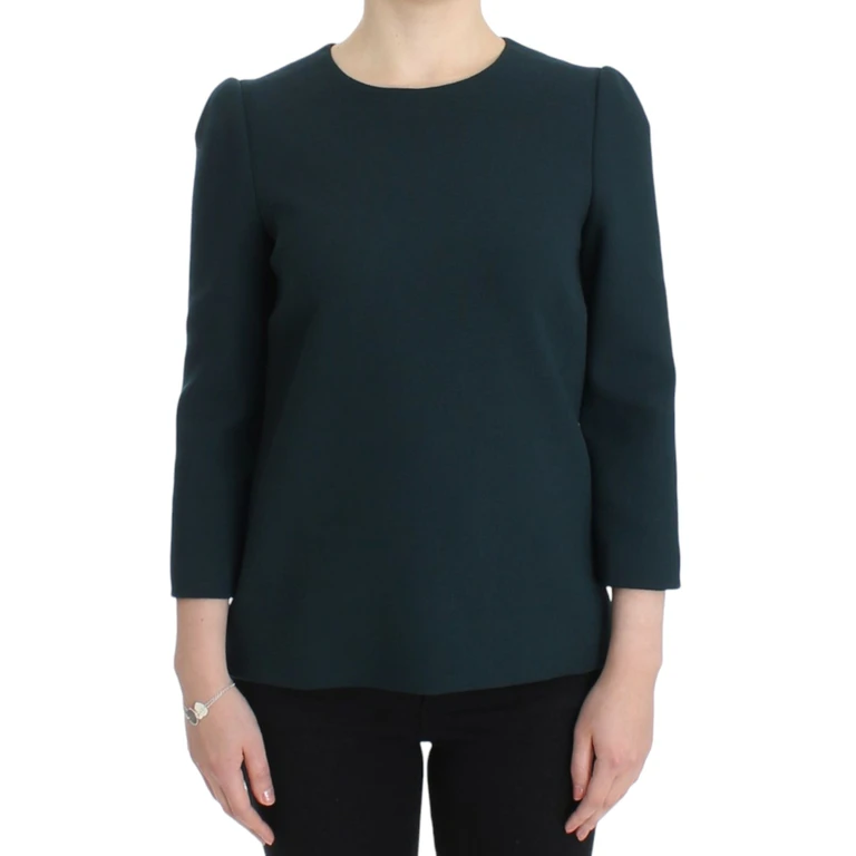 Dolce & Gabbana Green 3-4 Sleeve Wool Blouse - Women