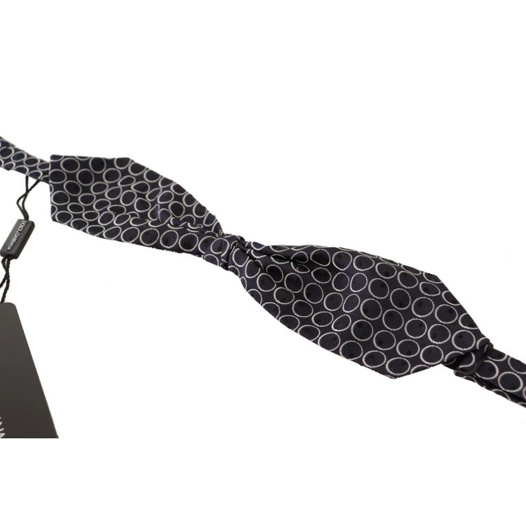 Dolce & Gabbana Black White Round Silk Neck Papillon Tie - Men