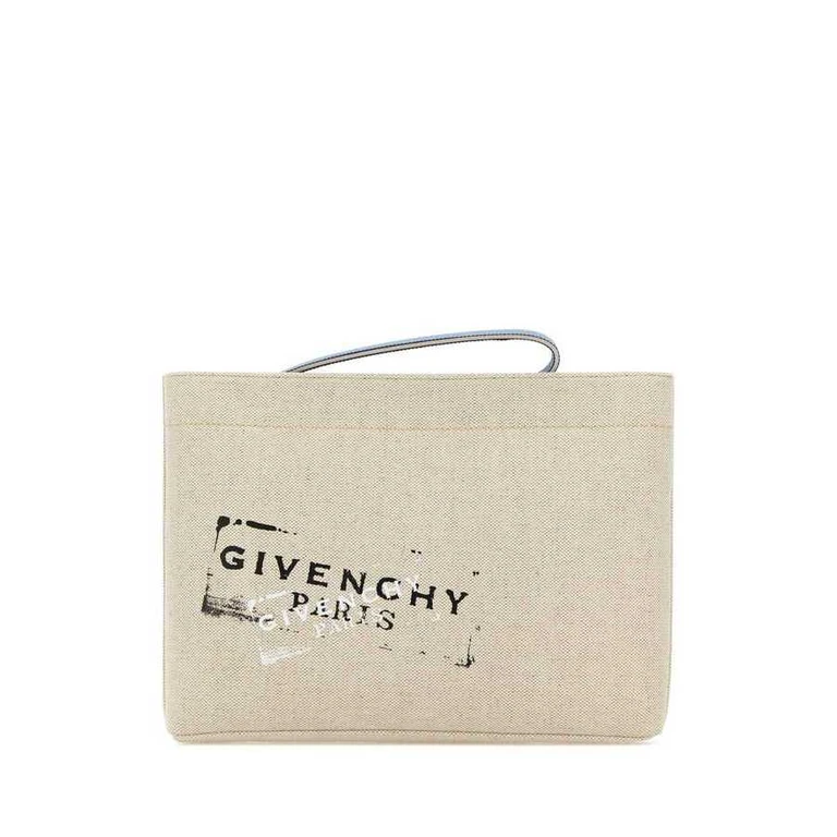 Sand Canvas Clutch Beigeblack
