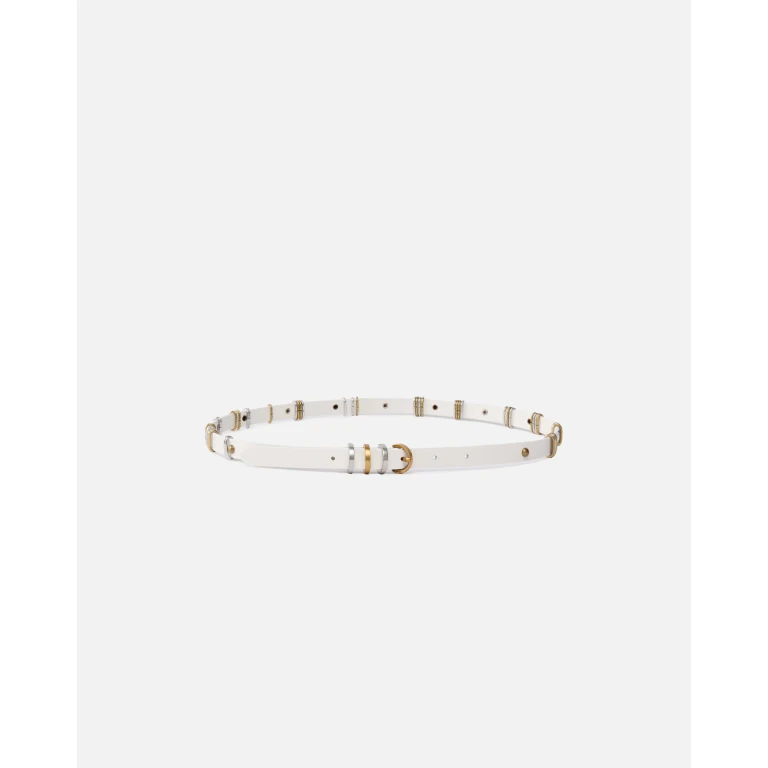 Pinko - Fine ceinture en cuir de 1,5 cm avec anneaux en métal - XS