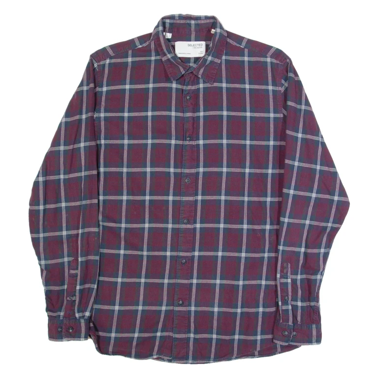 SELECTED HOMME Slim Fit Mens Shirt Blue Check Long Sleeve L