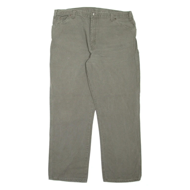 DICKIES Carpenter Workwear Mens Jeans Green Relaxed Tapered W40 L32