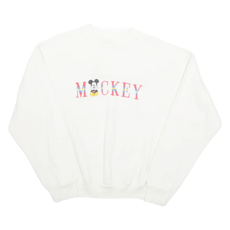 DISNEY Mickey& Co Womens Sweatshirt Cream 90s USA XL