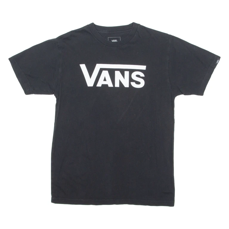 VANS Mens T-Shirt Black Crew Neck S
