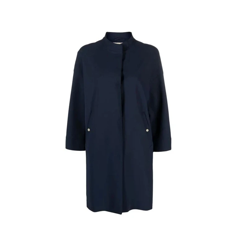 Blue Elastane Coat Clothing - Women