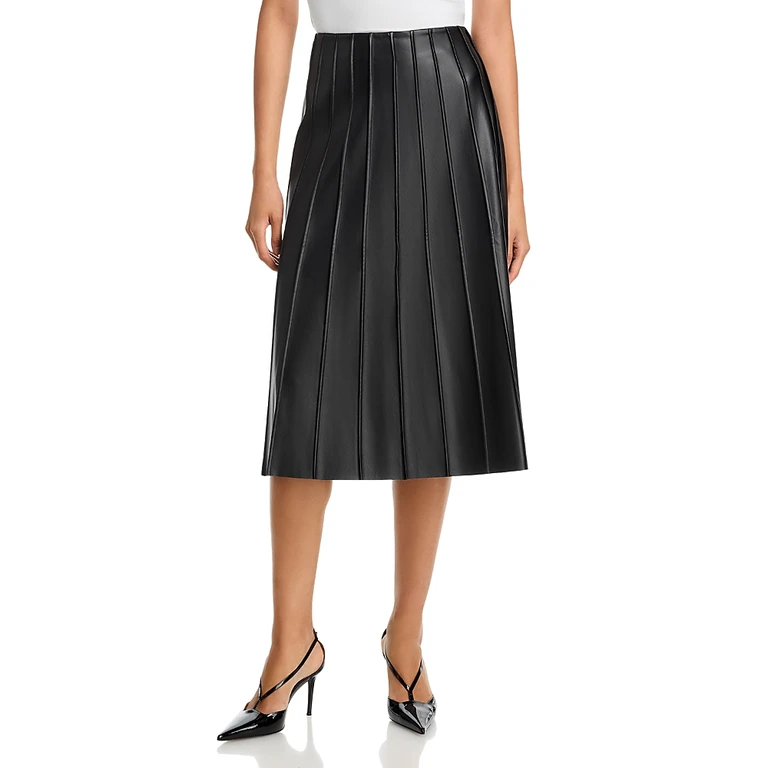 Sioni Faux Leather Piped Skirt