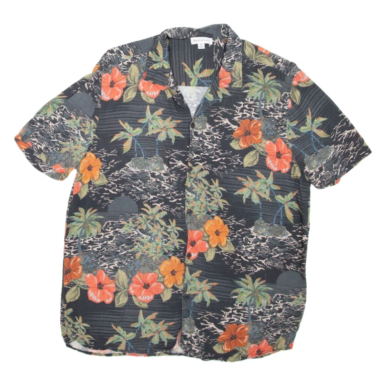 WAREHOUSE Womens Printed Shirt Black Collared Floral M