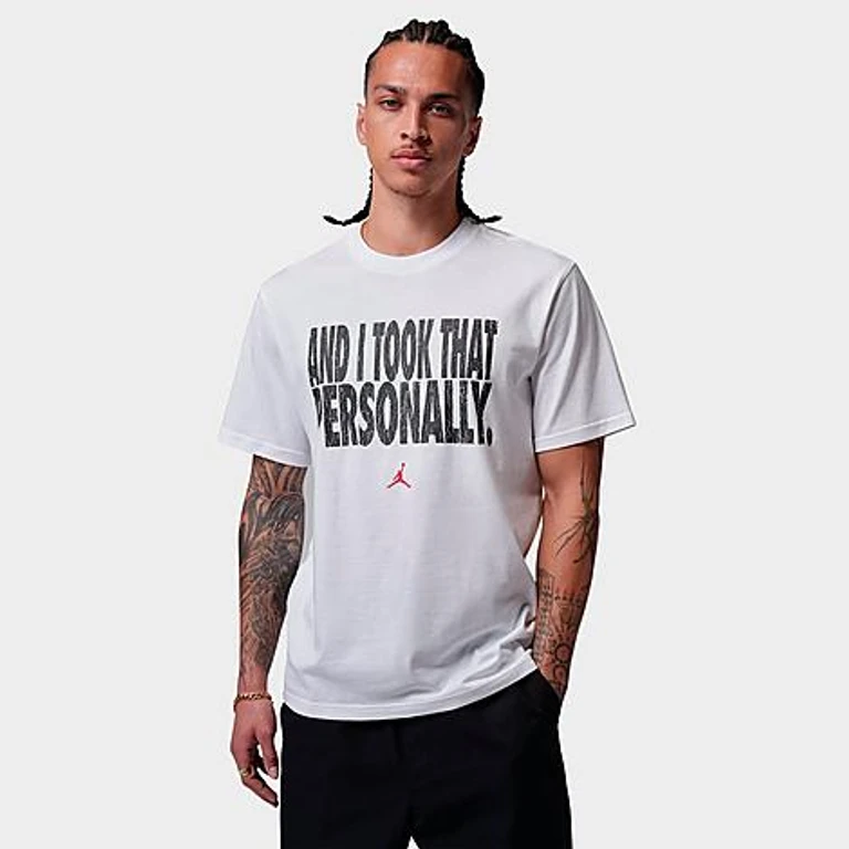 Nike Men's Jordan Sport Dri-FIT And I Took That Personally T-Shirt in White/Black/University Red Size: XS
