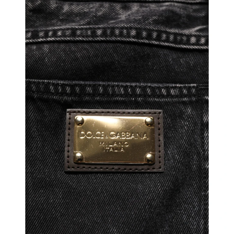 Dolce & Gabbana Black Distressed Cotton Straight Denim Jeans Clothing - Men