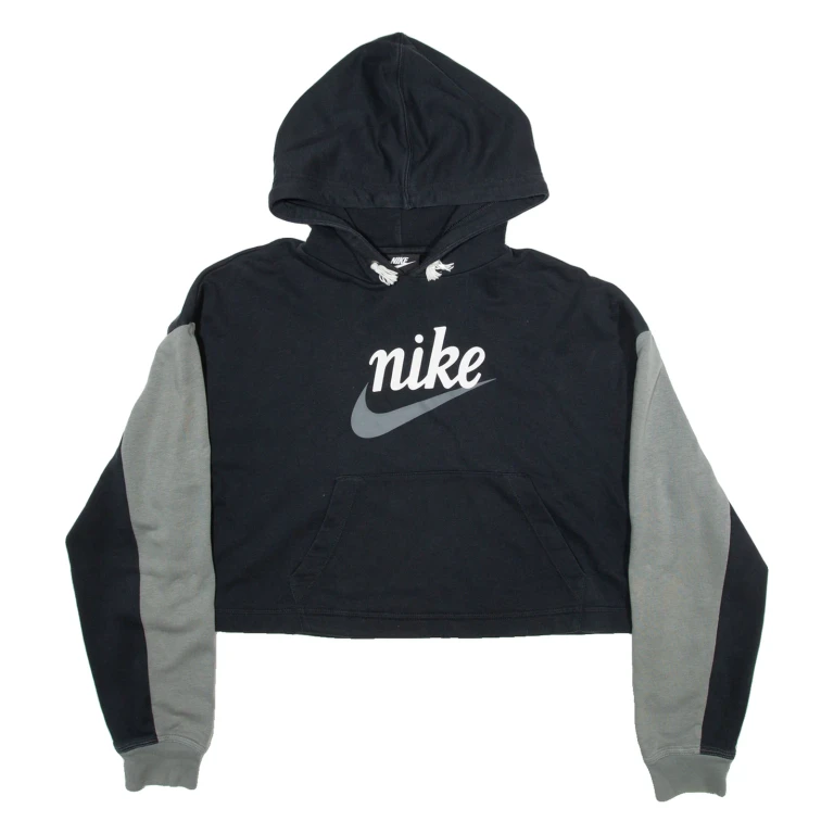 NIKE Cropped Womens Black Hoodie M