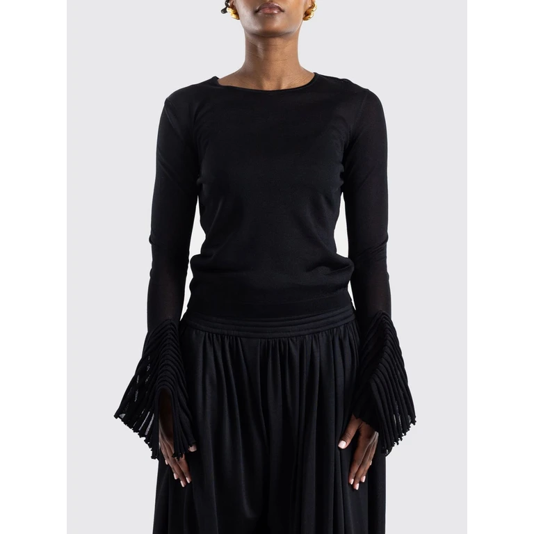 Long-Sleeved Crewneck Top in Viscose Knit with a Straight Hemline (AA9H1453K178C995)