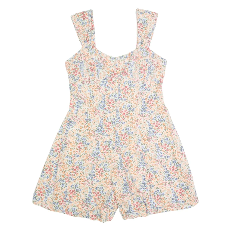 H&M Womens Playsuit Cream Floral Wide-Leg M