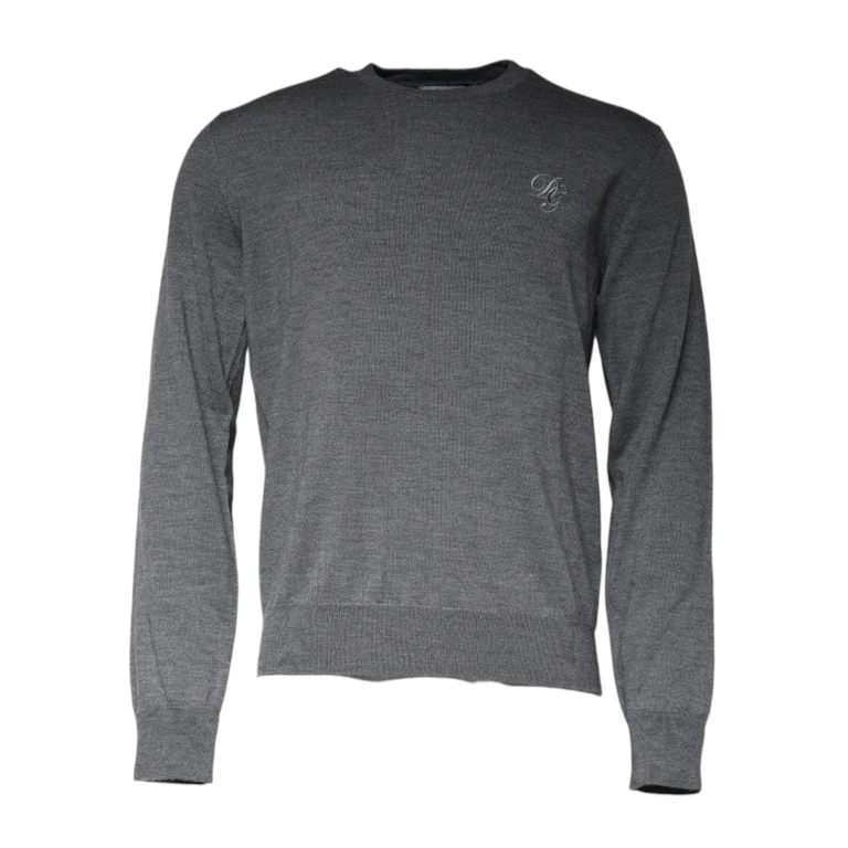 Dolce & Gabbana Dark Gray Wool Crew Neck Pullover Sweater Virgin Clothing - Men