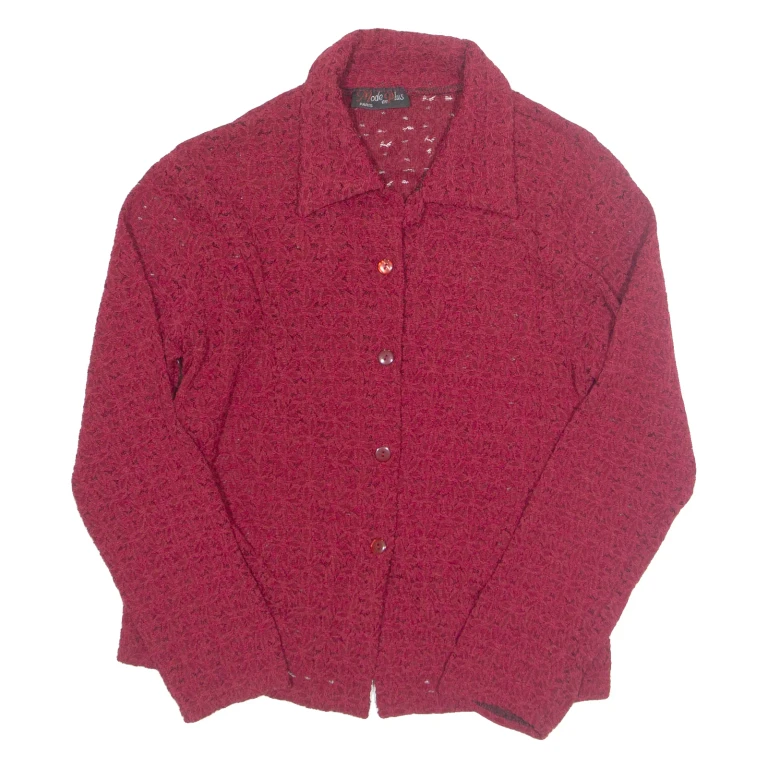 MODE EN PLUS Womens Shirt Maroon Collared Long Sleeve M