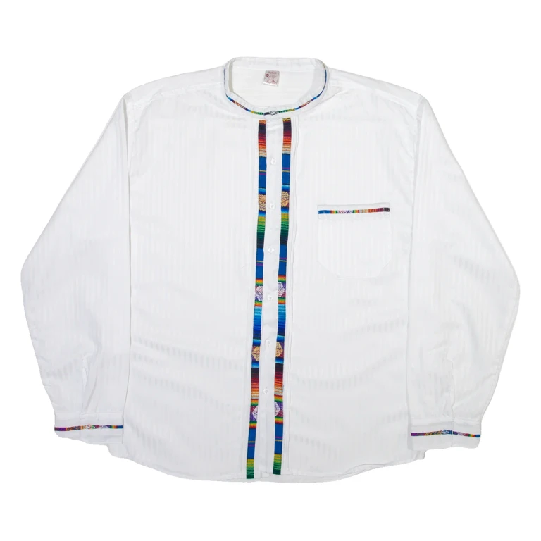 MALKI Mens Plain Shirt White Long Sleeve M