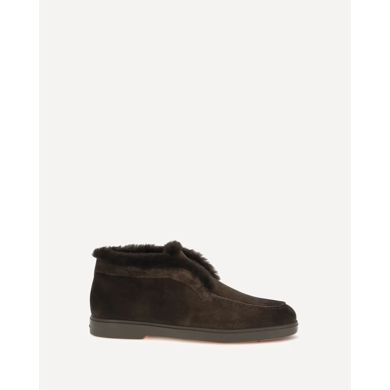 SANTONI Suede shearling Ankle Boots Female 36
