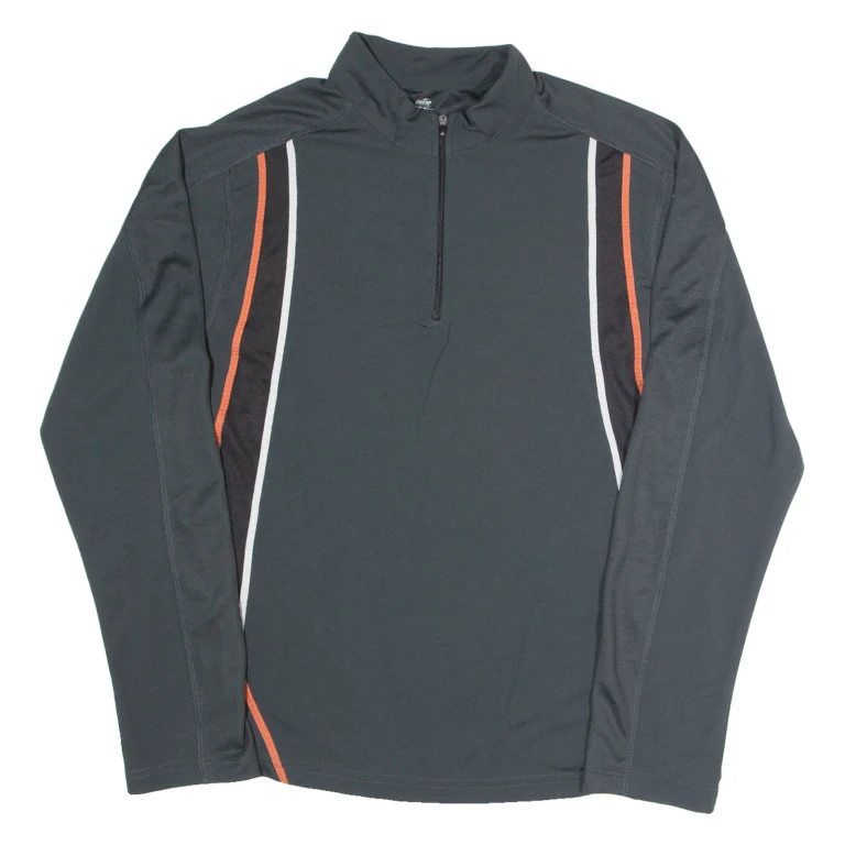 CRANE Fitness Mens Jersey Grey Long Sleeve 1/4 Zip M