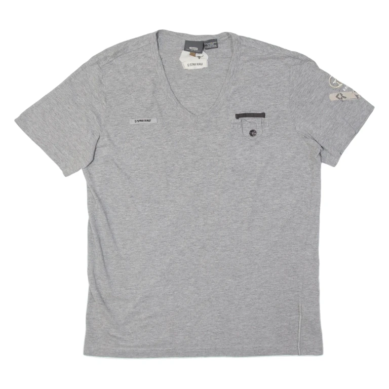 G-STAR RAW Womens T-Shirt Grey V-Neck L