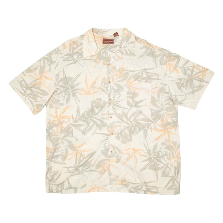 COTTON WORKS` Mens Hawaiian Shirt Beige Crazy Pattern 2XL
