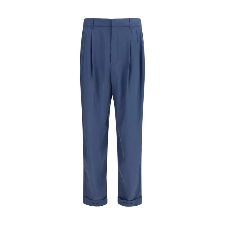 Saint Laurent Blue Silk Dress Pants - Men