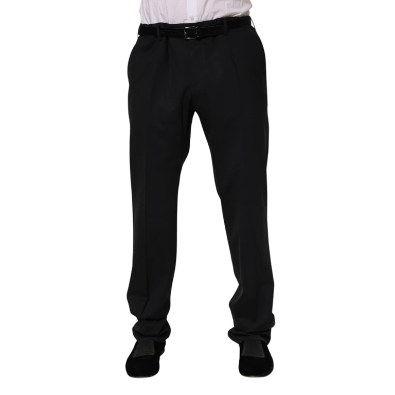 Dolce & Gabbana Black Wool Formal Dress Pants Virgin Elastane - Men