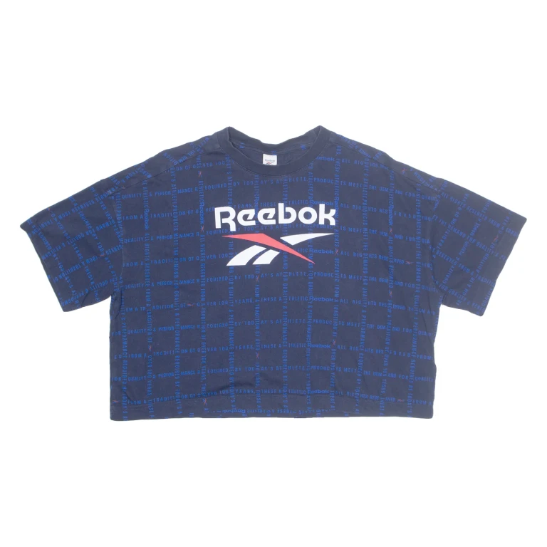 REEBOK Cropped Womens T-Shirt Blue L