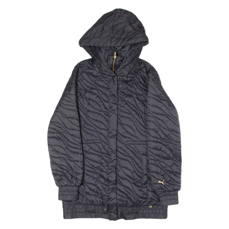PUMA Womens Coat Black Nylon Hooded UK 10