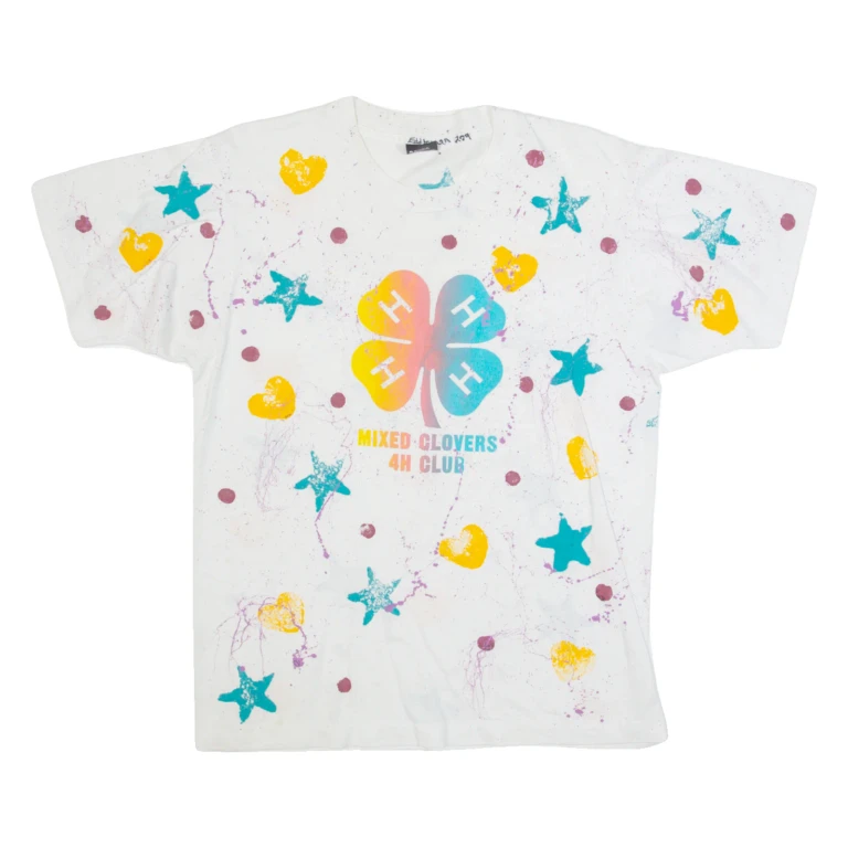 SCREEN STARS BEST Mixed Clovers 4h Club Mens T-Shirt White L