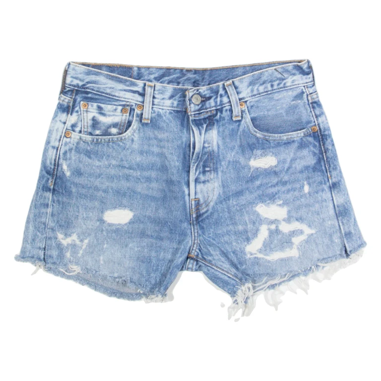 LEVI'S 501 BIG E Acid Wash Womens Denim Shorts Blue M W30
