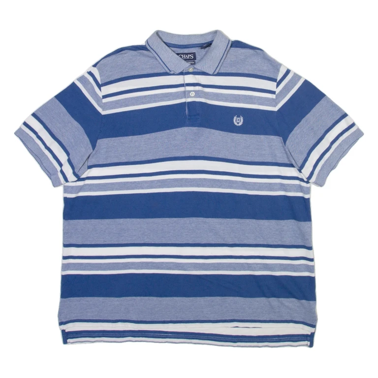 CHAPS Mens Polo Shirt Blue Striped XL