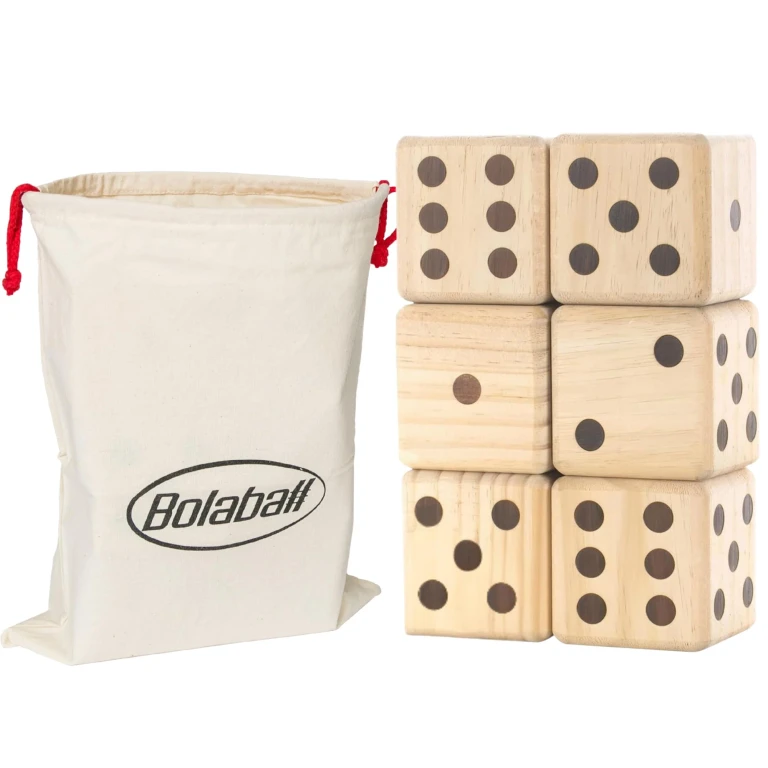 3.5" Giant Wooden Yard Dice Set with Sturdy Carry Bag for Parties